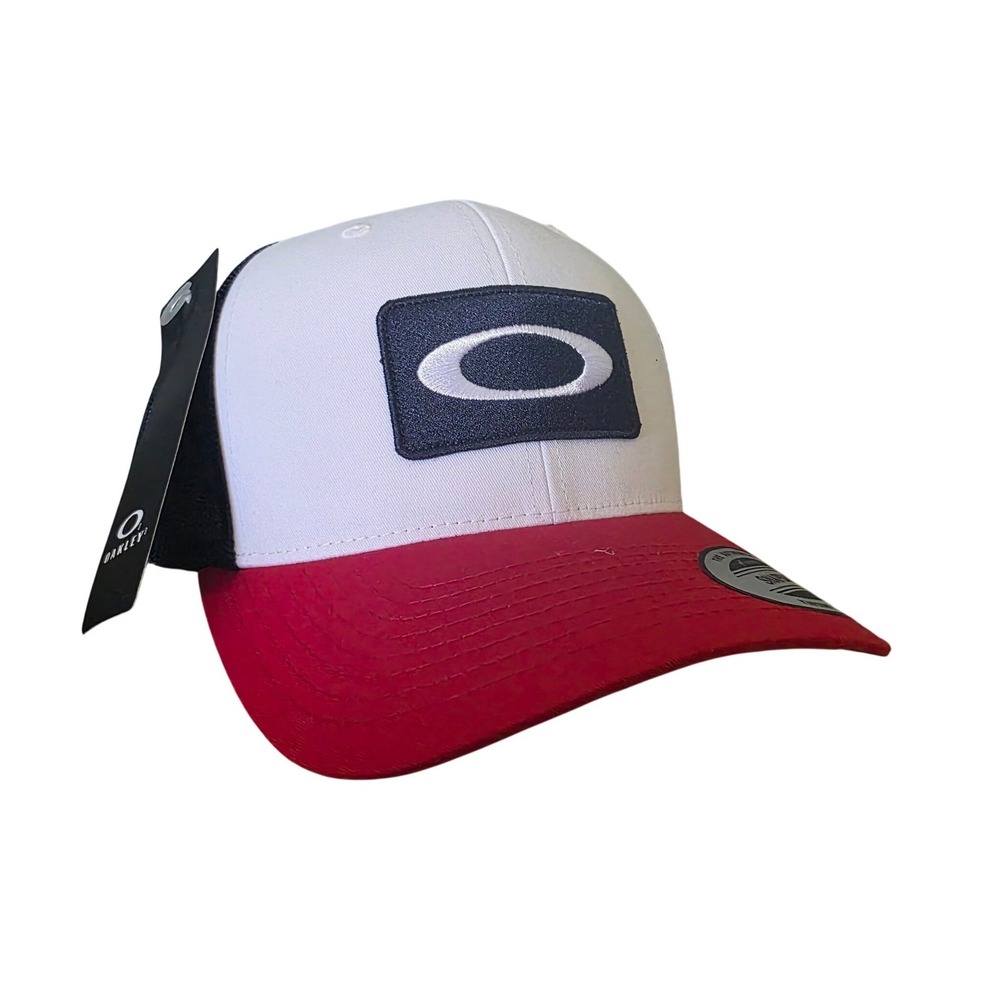 Oakley B1B Patch Trucker Hat Mens White Red Navy Blue Yupoong Snapback Cap NEW